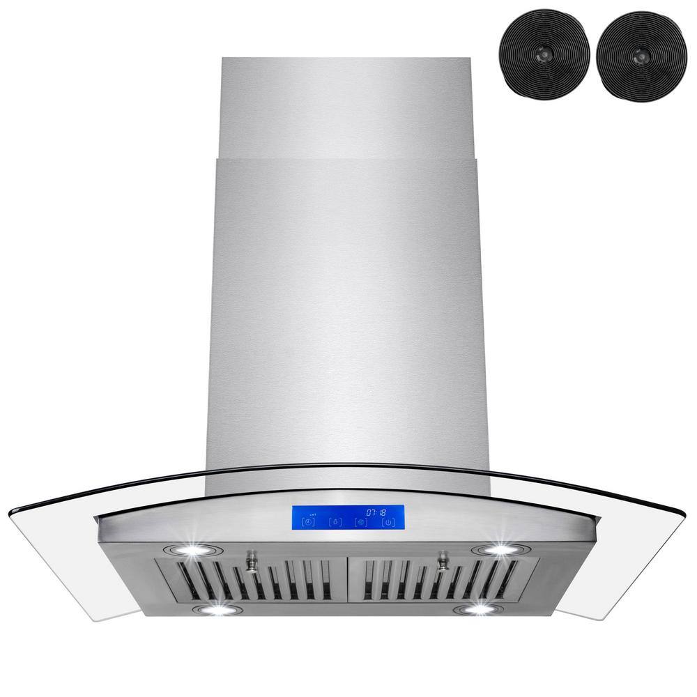 UPC 810764020080 product image for AKDY 36 in. Convertible Island Mount Range Hood in Stainless Steel with Tempered | upcitemdb.com