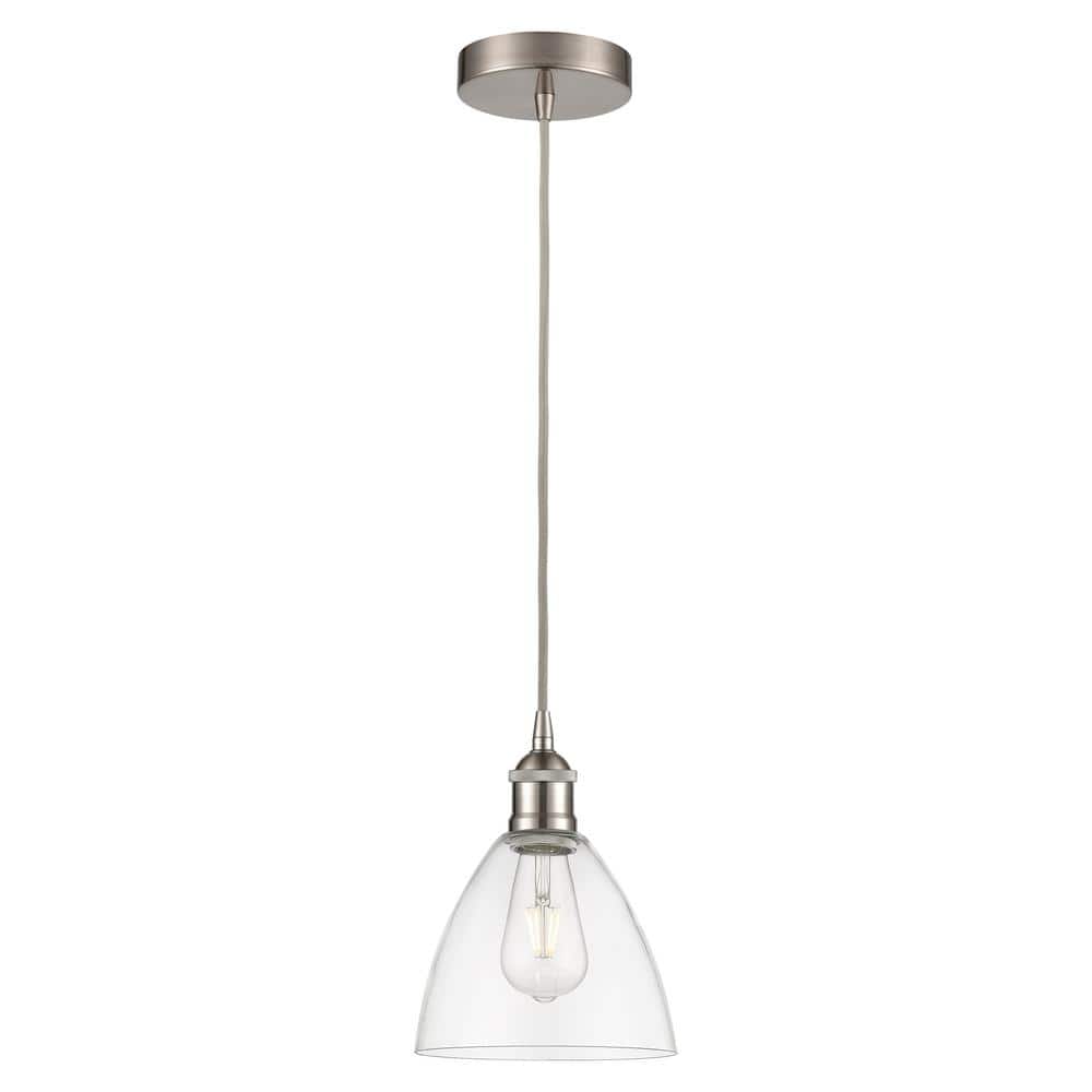 Edison Dome 60-Watt 1-Light Brushed Satin Nickel Shaded Mini Pendant Light with Clear Glass Shade price history on PriceWatchPro