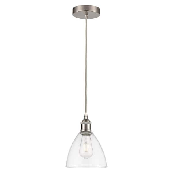Innovations Edison Dome 60-Watt 1-Light Brushed Satin Nickel Shaded Mini Pendant Light with Clear Glass Shade