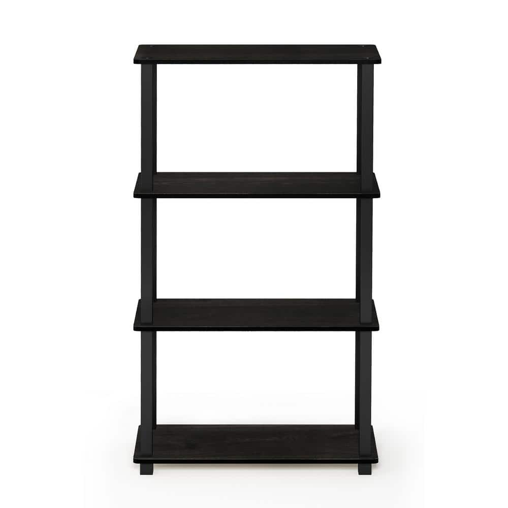  43.25 in. Espresso/Black Plastic 4-shelf Etagere Bookcase with Open Back