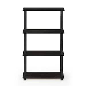 43.25 in. Espresso/Black Plastic 4-shelf Etagere Bookcase with Open Back