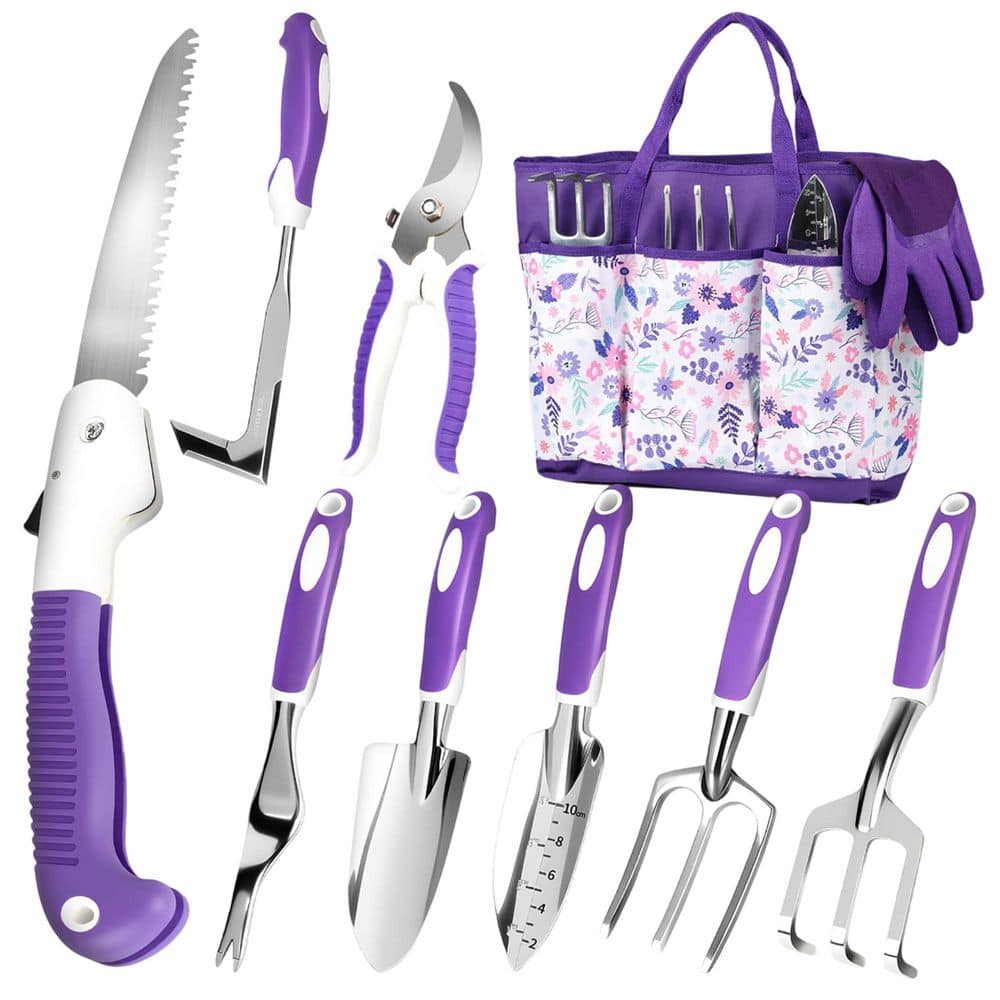 MISOPILY 10-Piece Garden Tool Set Aluminum Alloy Kit with Folding