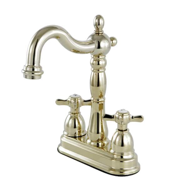 Kingston Brass Victorian Cross 2-Handle Bar Faucet in Polished Brass