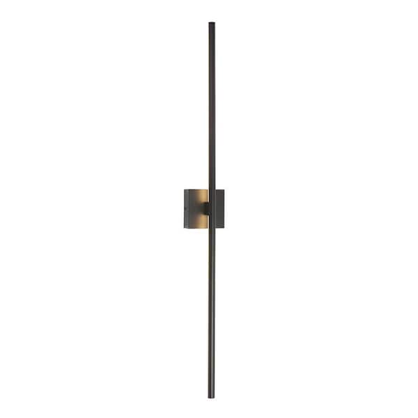 43.7 in. 1 Light Cylinder Black Dimmable LED Wall Sconce for Living Room Bedroom Hallway, 3000K Warm Light