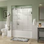 Simplicity 60 x 58-3/4 in. Frameless Contemporary Sliding Bathtub Door in Chrome with Tranquility Glass