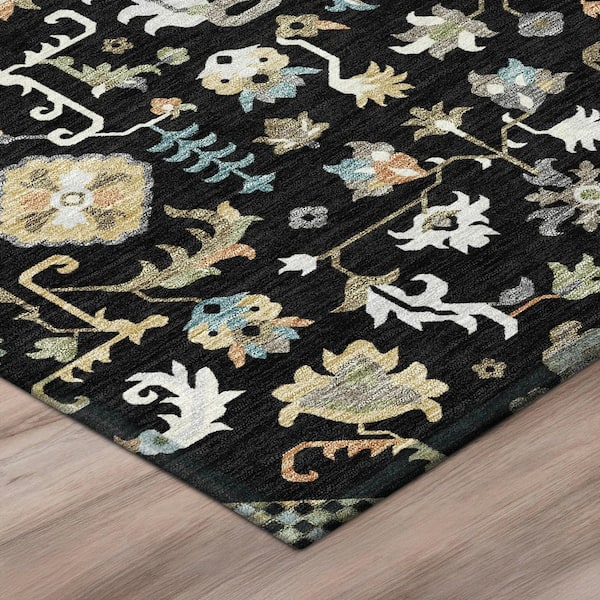Chantille Machine Washable Indoor/Outdoor Abstract ACN3004 Black 8 ft. x 10 ft. Area Rug