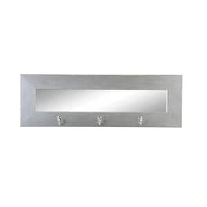 32.5 in. W x 10.5 in. H Last Look Silver Grain Wall Mirror with Hooks