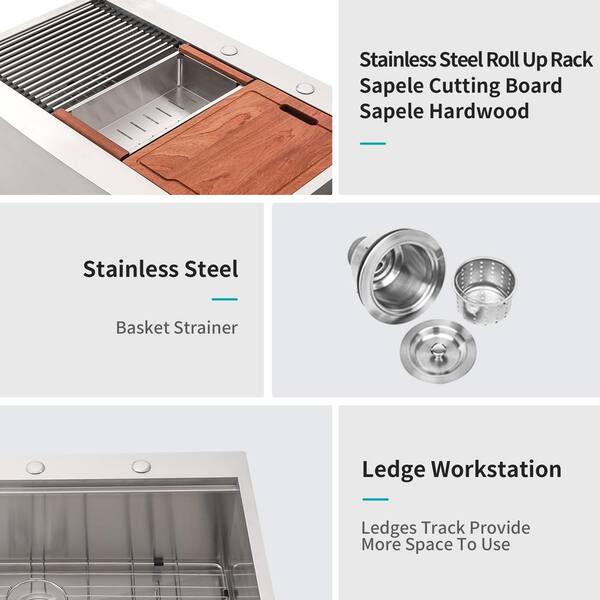 Unbranded - Farmhouse Apron 16-Gauge Stainless Steel 30 in. Single Bowl Kitchen Sink in Brushed Nickel