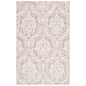 Abstract Ivory/Beige 4 ft. x 6 ft. Damask Area Rug