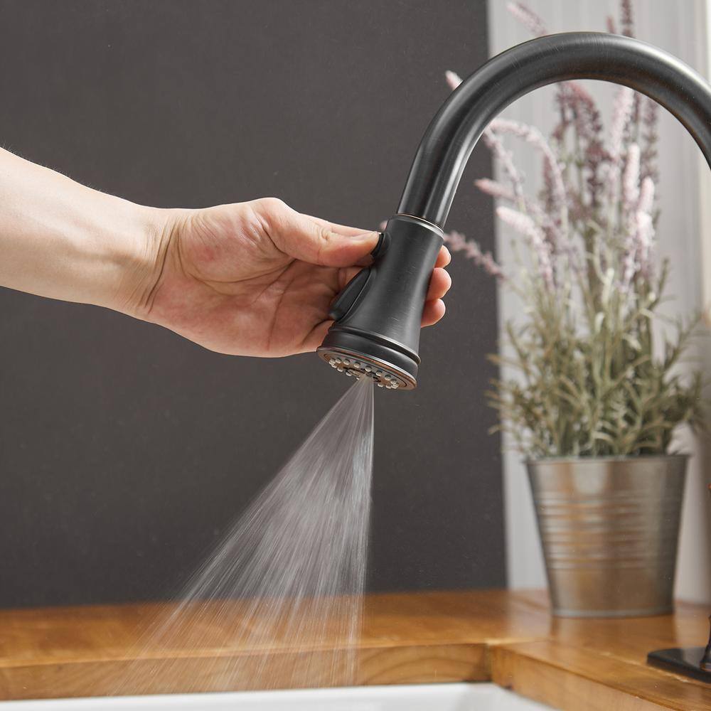 Oil Rubbed Bronze High Arc Kitchen Faucet with Pull-Out Spray