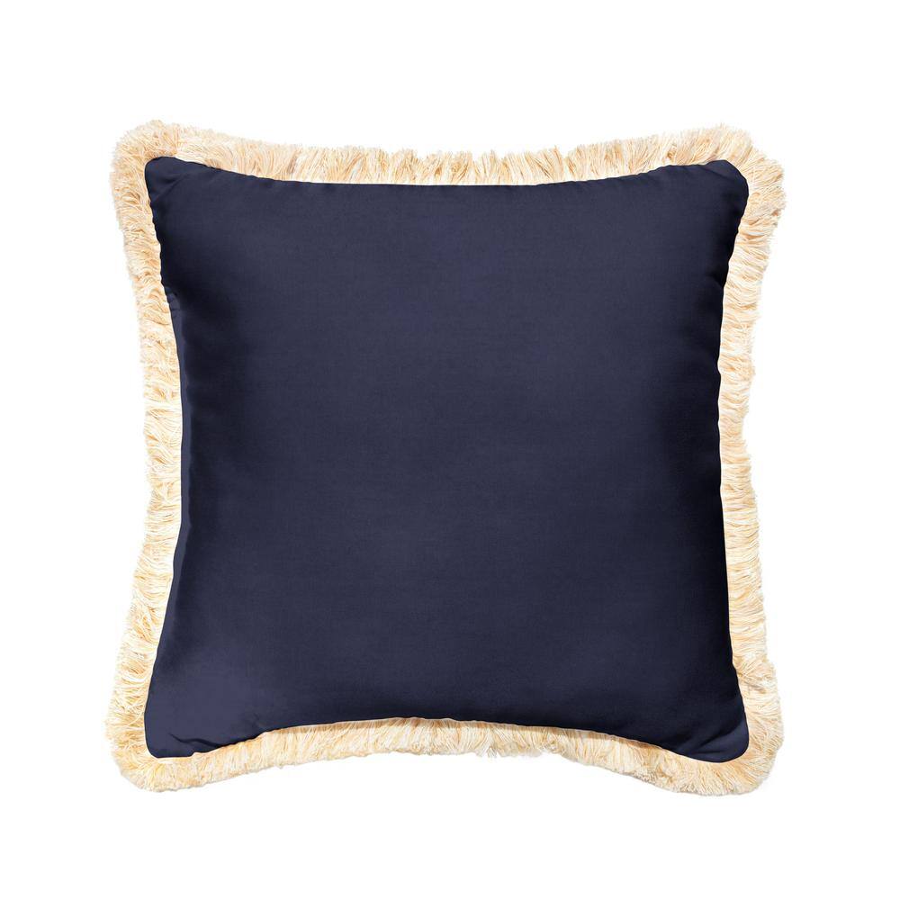 Sunbrella Canvas Navy Outdoor Fringe Throw Pillows