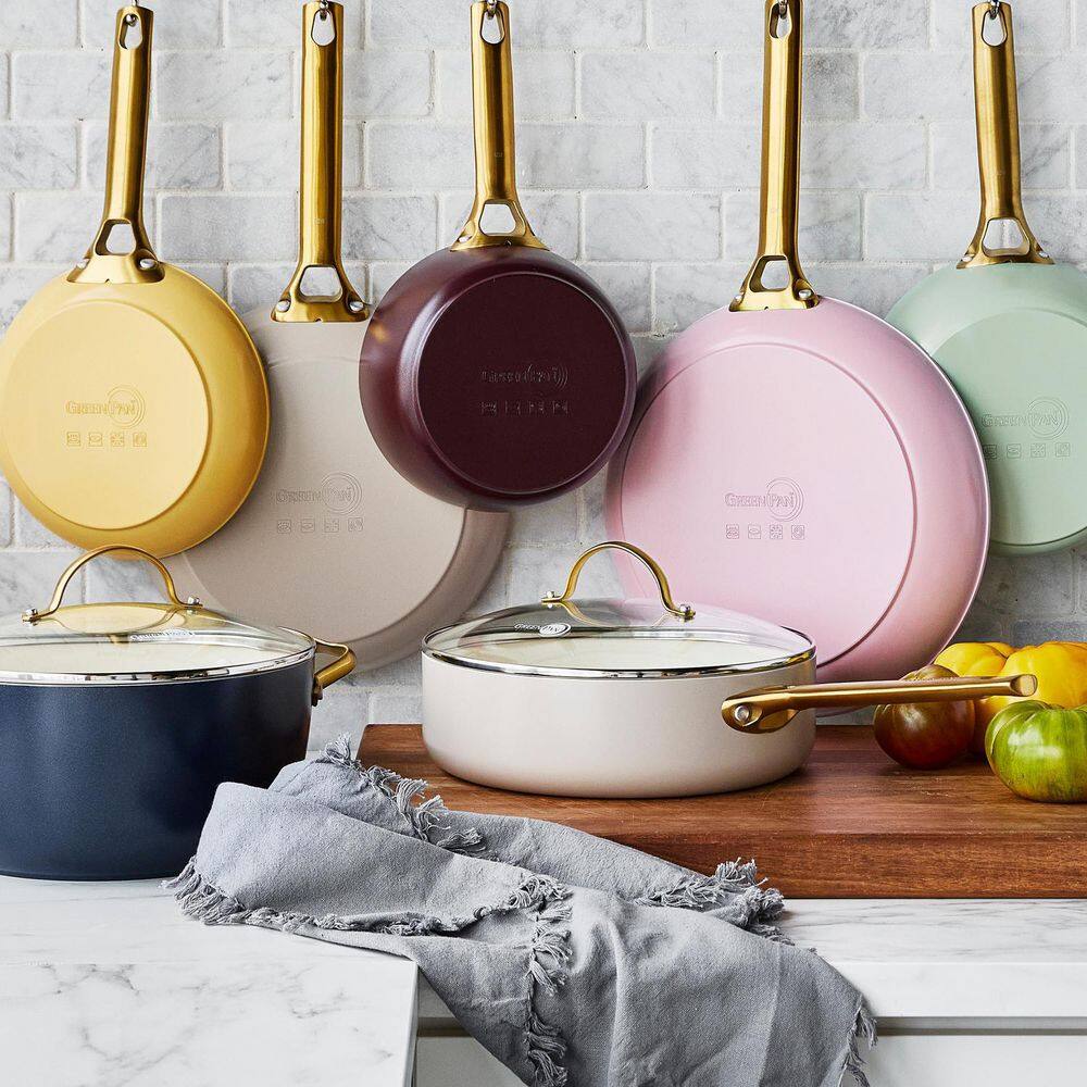 Twilight Blue and Cream Ceramic Nonstick 2-Piece Frying Pan Set