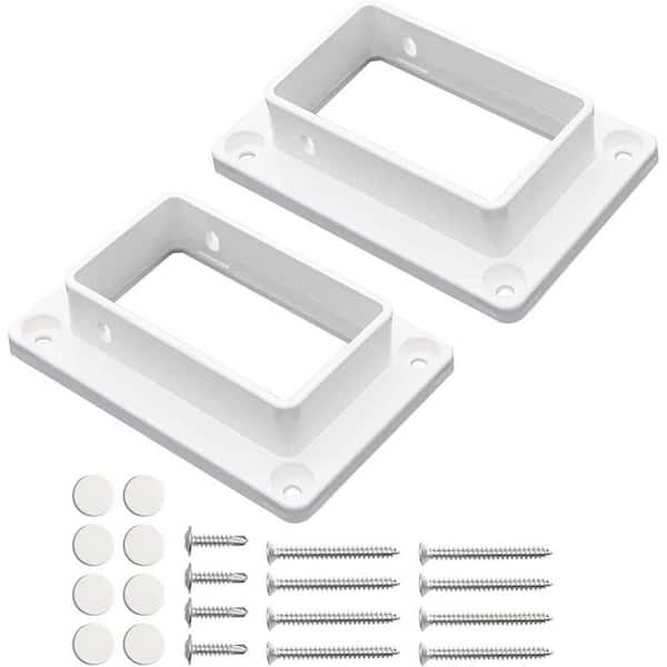 2 x 3.5 White Vinyl Fence Bracket Kit with Screws for Decking Railing Mount to Wall Vertical Surface 2 Pack