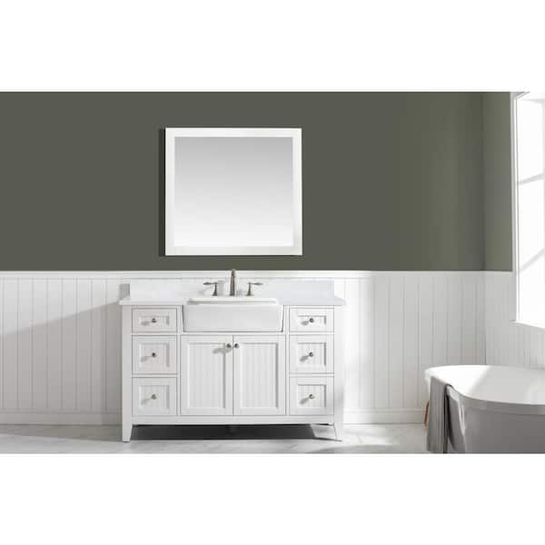 Burbank 54 in. W x 22 in. D Bath Vanity in White with Quartz Vanity Top in White with White Basin