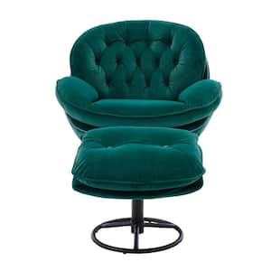 Comfortable accent chair living room chair with footrest-Green