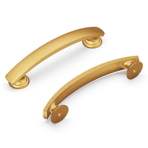 HICKORY HARDWARE American Diner 3-3/4 in. Modern Arch Cabinet Pull Brushed Golden Brass Handle for Kitchen, Bathroom, Furniture (1 Pack)