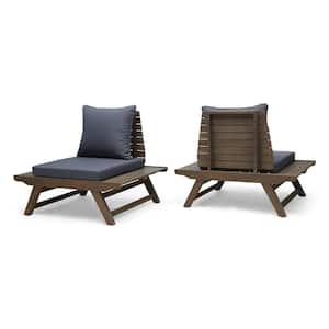 Sedona Grey Removable Cushions Wood Outdoor Lounge Chairs with Dark Grey Cushions (2-Pack)