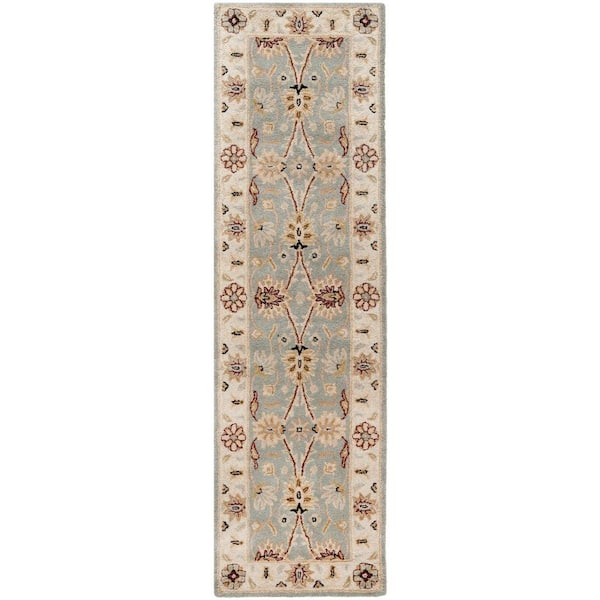 SAFAVIEH Antiquity Light Blue/Ivory 2 ft. x 8 ft. Border Runner Rug
