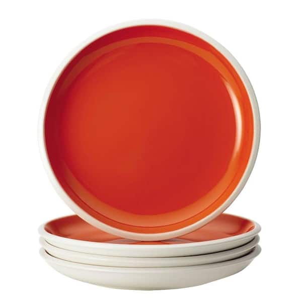 Rachael Ray Dinnerware Rise 4-Piece Stoneware Salad Plate Set in Orange