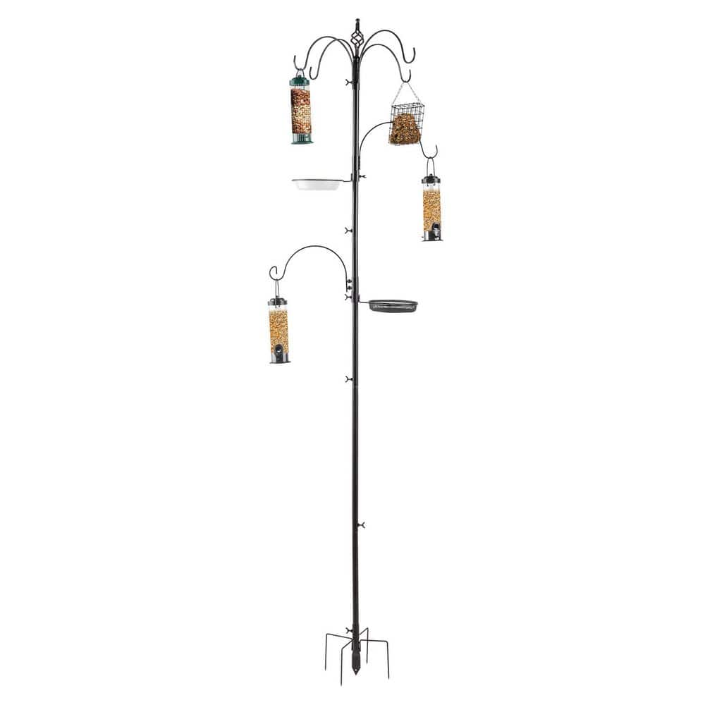 Karl home 93 in. Metal Bird Feeding Station with 6 Hooks and 6 Bird ...