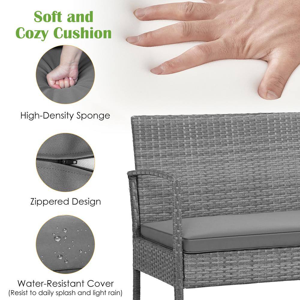 Gray Acacia Wood and Steel 8-Piece Patio Set with Cushions