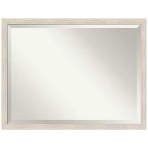 Hardwood 42.88 in. x 32.88 in. Rustic Rectangle Framed Whitewash Narrow Bathroom Vanity Wall Mirror