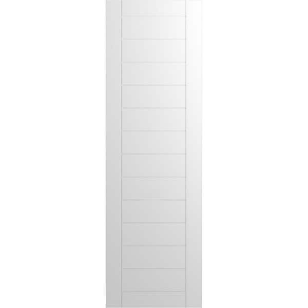 Ekena Millwork 12 in. x 50 in. PVC True Fit Horizontal Slat Framed Modern Style Fixed Mount Board & Batten Shutters Pair in Unfinished