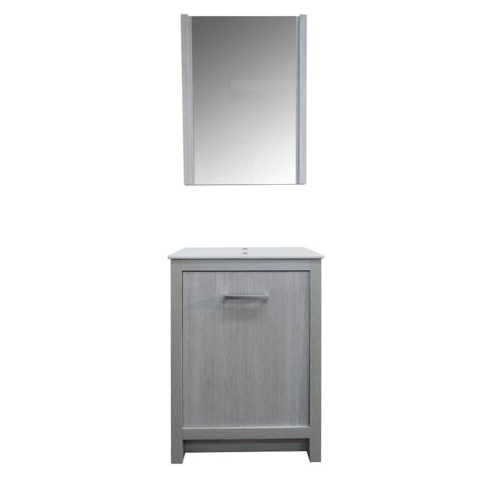 24 in. W x 18 in. D x 33.5 in. H Single Vanity in Gray w Ceramic Vanity Sink Top in White w Matching 24 in. Mirror price history on PriceWatchPro