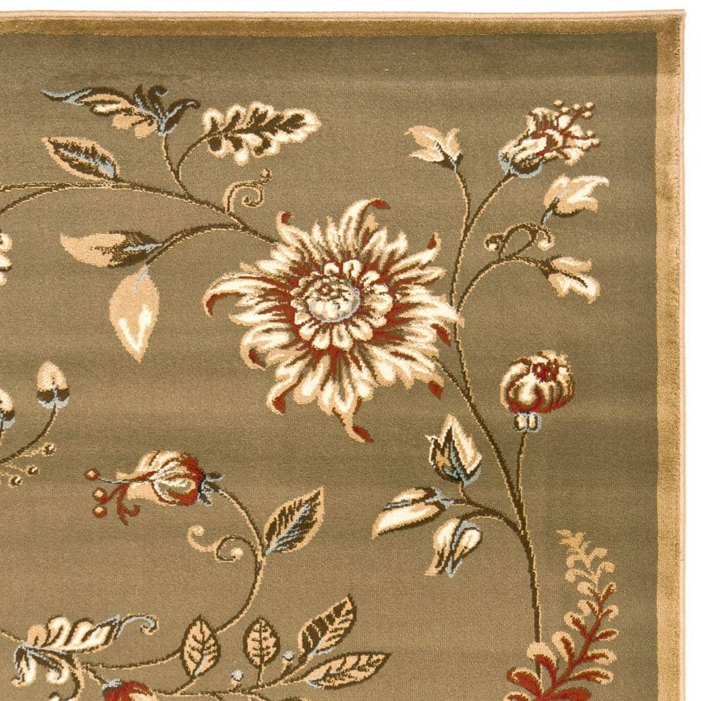 Rectangular Green/Multi Floral Synthetic 5' x 7' Area Rug