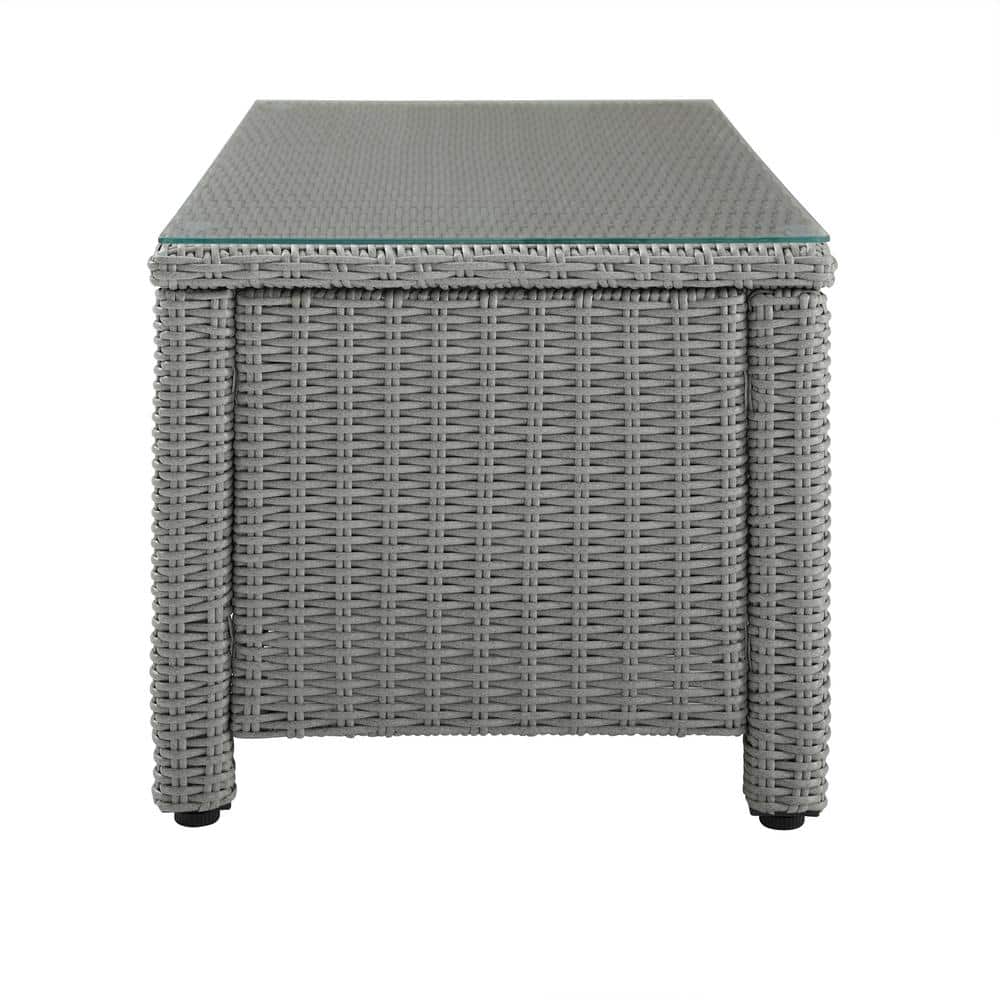 Bradenton Gray Wicker Outdoor Coffee Table with Glass Top