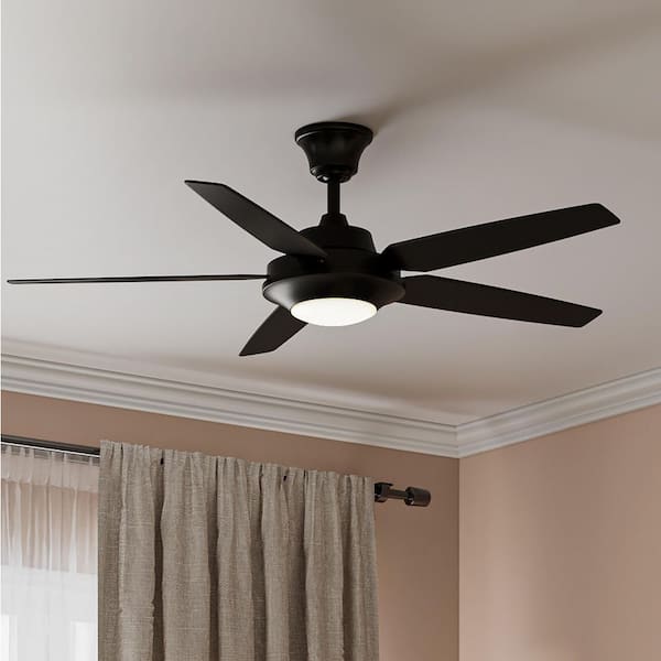 AirPro Signature Plus II 54 in. Standard Indoor Integrated LED Matte Black Modern Downrod Mount Ceiling Fan with Remote