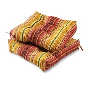 Kinnabari Stripe Square Tufted Outdoor Seat Cushion (2-Pack)