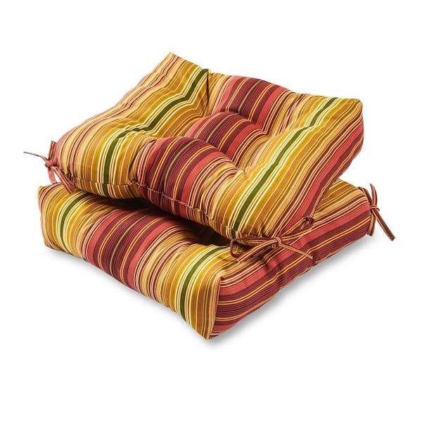 Brick Stripe Outdoor 15-inch Bistro Chair Cushion (Set of 4) - Bed