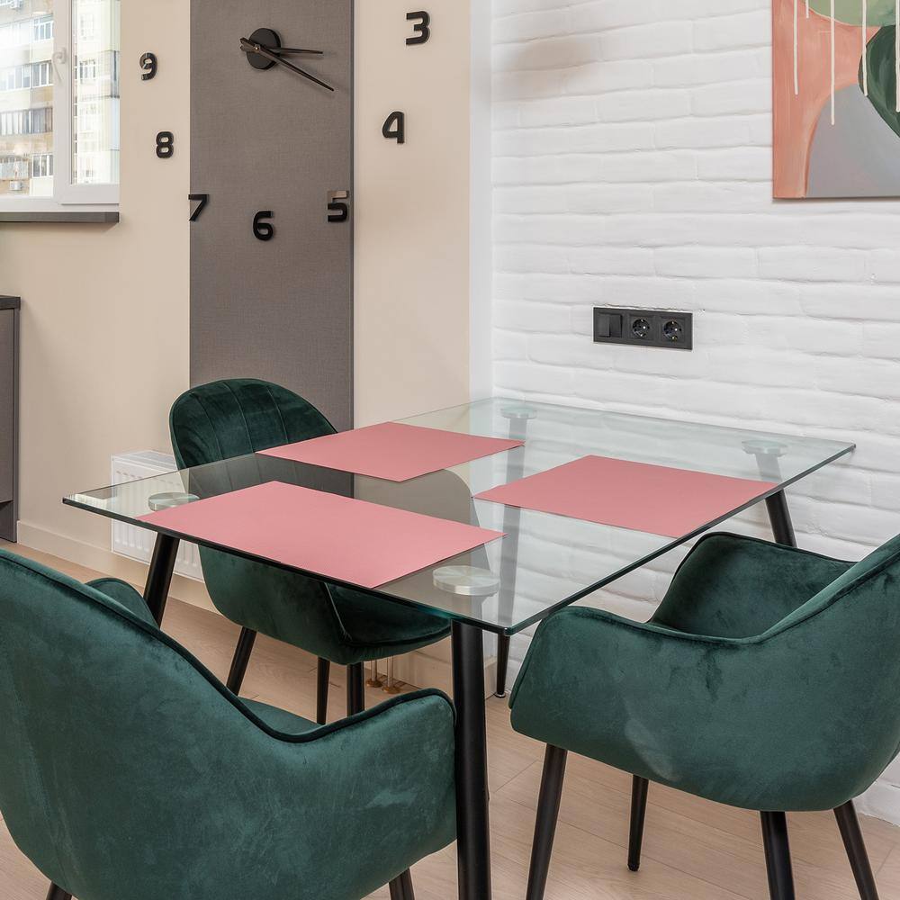 Elegant Chrome-Finished Rectangular Tempered Glass Dining Table Top