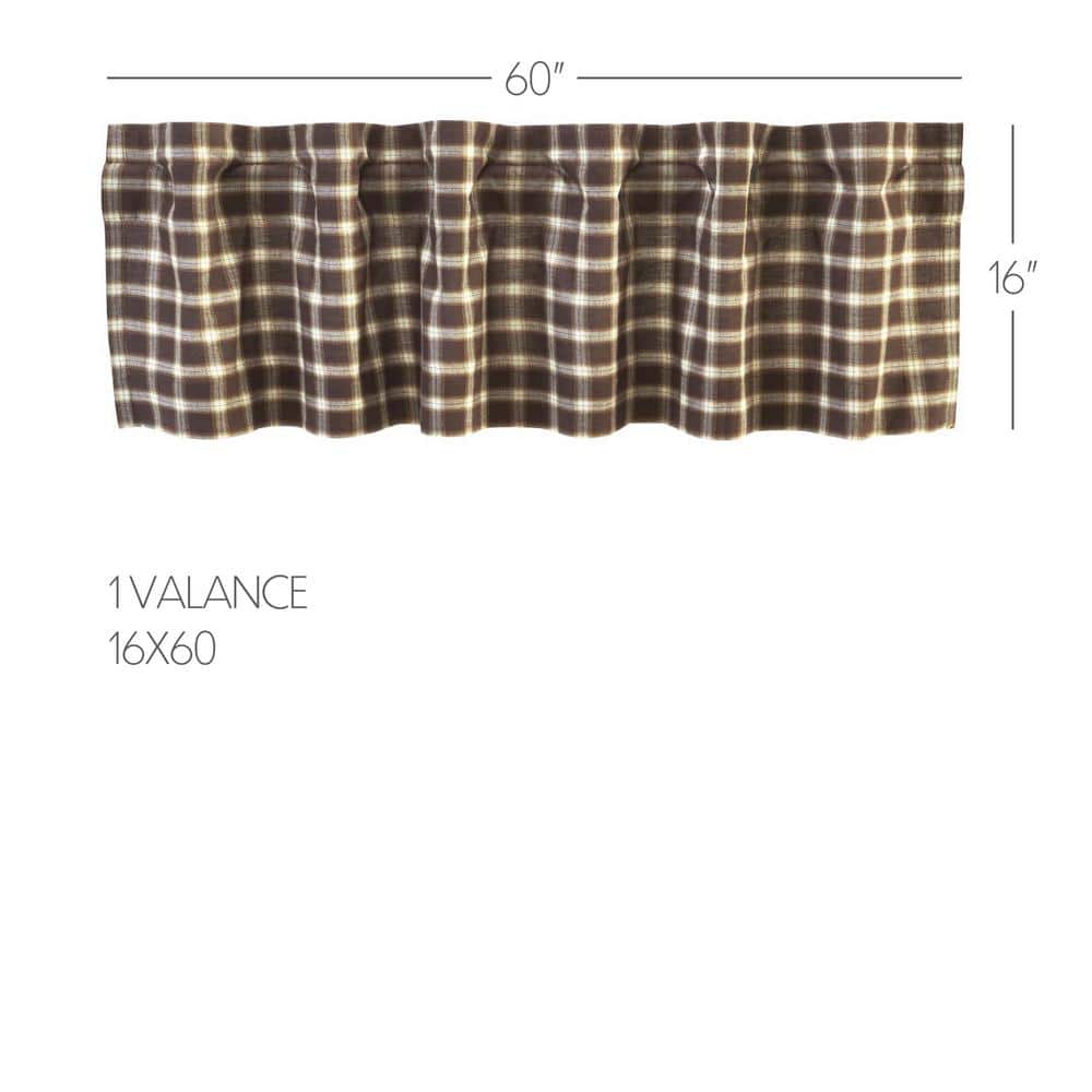 Rory 16x60 Brown Plaid Cotton Valance