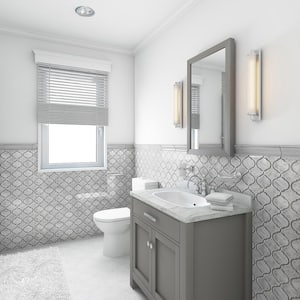 Casablanco White 10.75 in. x 9.5 in. Arabesque Polished Marble Wall and Floor Mosaic Tile (7.09 sq. ft./Case)