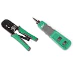 Ratchet Modular Plug Crimper and Impact Punch Down Tool with 110 Blade