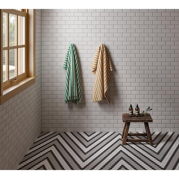 Le Cafe 12 in. x 12 in. White Porcelain Mosaic Tile (9.25 sq. ft. /Case)