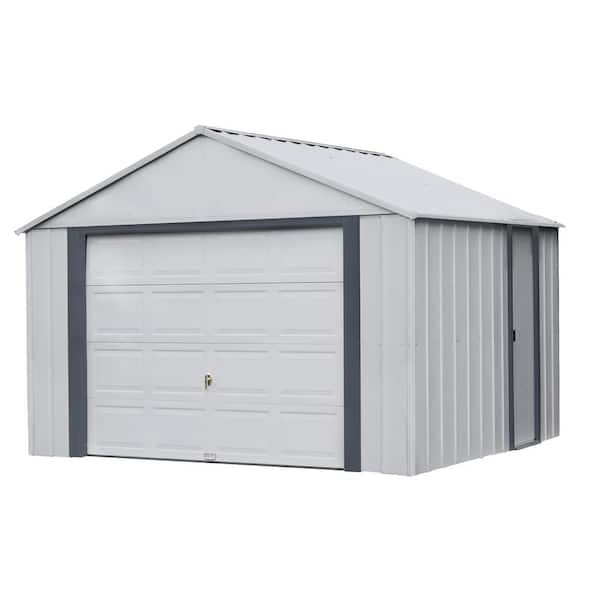 Arrow Murry hill 12 ft. W x 10 ft. D 2-Tone Gray Steel Garage and Storage Building with Side Door and High-Gable Roof