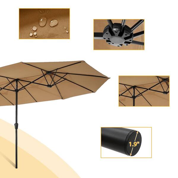 Details about   15x9ft Large Double-Sided Rectangular Outdoor Twin Patio Market Umbrella 