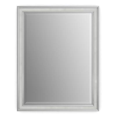 23 in. W x 33 in. H (S2) Framed Rectangular Deluxe Glass Bathroom Vanity Mirror in Chrome and Linen