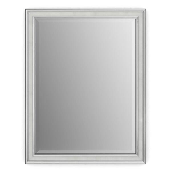 Delta 23 in. W x 33 in. H (S2) Framed Rectangular Deluxe Glass Bathroom Vanity Mirror in Chrome and Linen