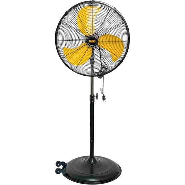 20 in. Pedestal Fan-50° Tilt, 3-Speed, 5000 CFM. 1/5HP Motor in Black for Warehouse/Gym/Garage. UL Listed