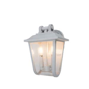 Coastal Providence 2-Light White Outdoor Wall Lantern Sconce