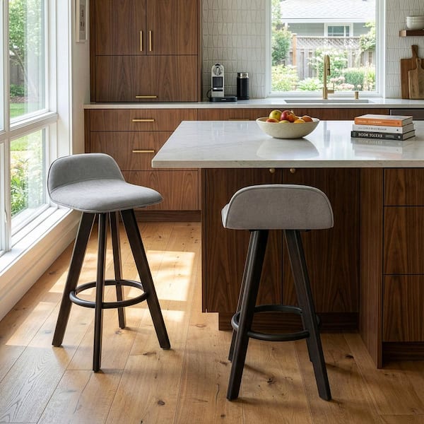 Asta 31.22 in. Black Rubberwood Counter Stool with Low Back Seat Height (Set of 2)