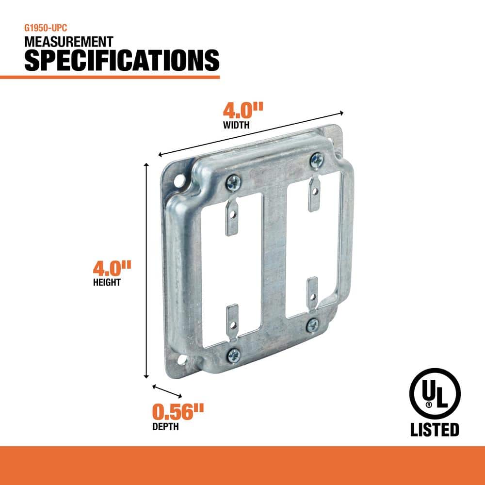 Galvanized Steel 2-Gang Square GFCI Box Cover