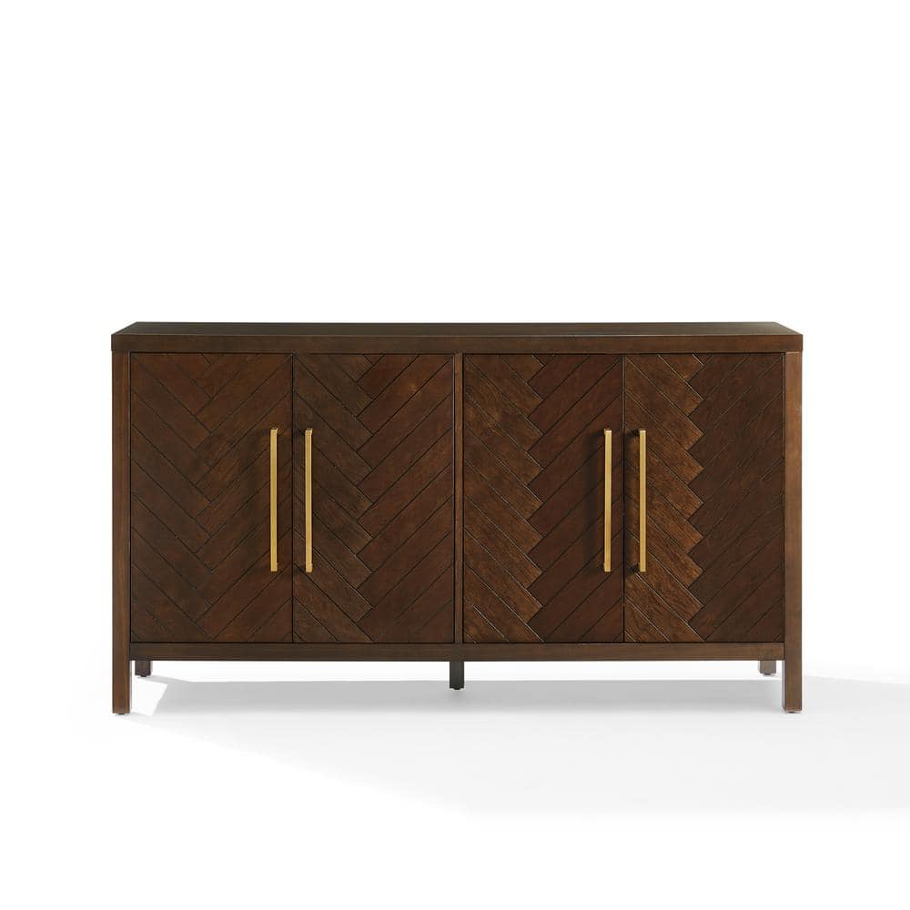 Herringbone Dark Brown Sideboard with Cable Management