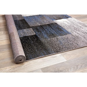 Contemporary Distressed Boxes Blue 7 ft. 10 in. x 10 ft. Indoor Area Rug