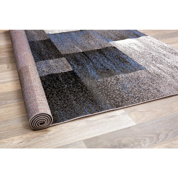 Contemporary Distressed Boxes Blue 5 ft. x 7 ft. Indoor Area Rug