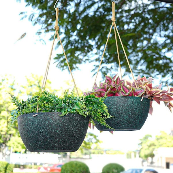 PALEO HOME LLC 2 Pack Large 13 in Black Speckles Polypropylene Hanging  Basket, Plastic Hanging Basket Pots for Outdoor Plants Flowers  MK-43DP-BS13IN